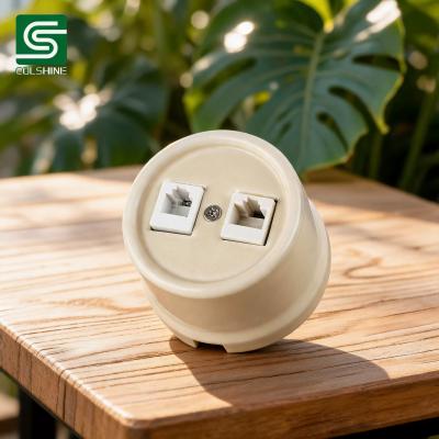 Fabricante del OEM Vintage Ceramic RJ45 RJ11 Wall Socket with Retro Porcelain Faceplate for Ethernet Network and Telephone Connections de China