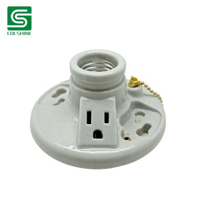 Fabricante del OEM Screw Mount Ceramic Lampholder Heat Resistant Porcelain Lamp Base with Pull Chain de China