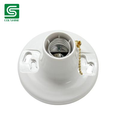 Fabricante del OEM White Plastic Keyless Ceiling Lampholder Fixture Pull Chain Screw Type Plastic Bulb Socket de China