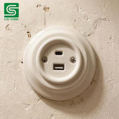 Porcelain USB outlet socket