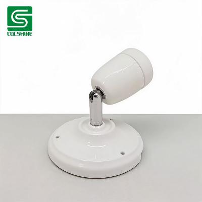 Fabricante del OEM Adjustable E27 Ceramic Wall Mount Light Holder White Porcelain Lamp Socket With Flexible Rotating Metal Arm For Indoor Accent Decor Lamp de China